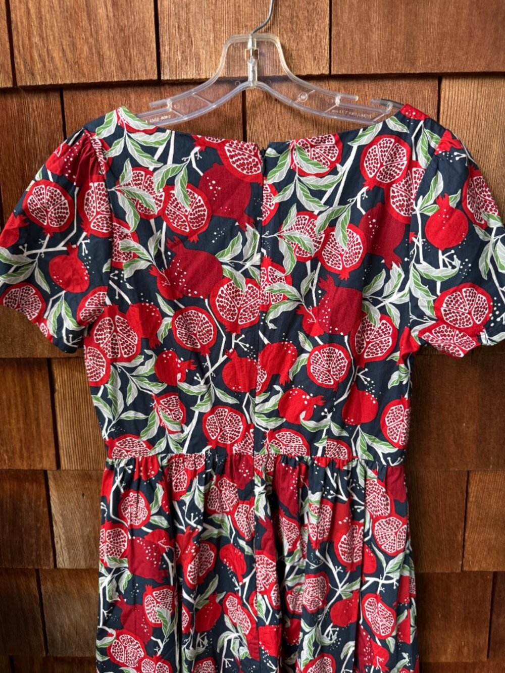 ModCloth Button Front Pomegranate Print Short Sleeve Fit & Flare - Women's 6 - Picture 9 of 11
